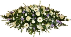 Coffin Spray of Lilac & White flowers.