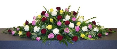 Mixed Rose coffin spray