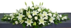 Coffin Spray of  White Lilies and Roses