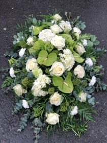 Green & White Coffin Spray